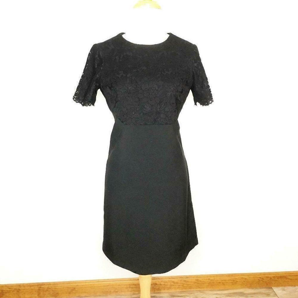 Maggy London 6 Black Dress Lace Top A-Line